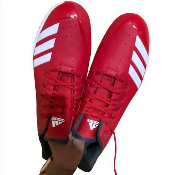Addias Baseball Metal Cleats Mens Shoes Red and White with Black Trim US 12 1/2 - Picture 3 of 12